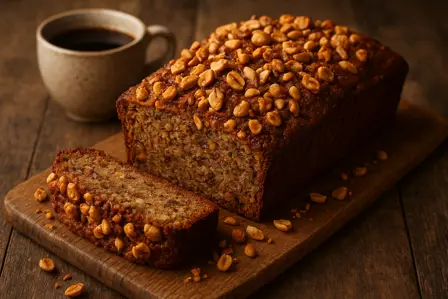 Bananbrød med ristede jordnødder