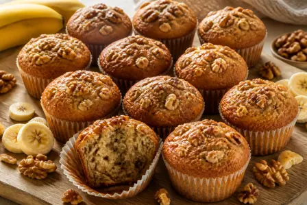 Bananmuffins med valnødder