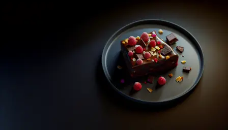 Brownies med mørk chokoladeganache og hindbærknas