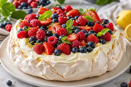 Citronpavlova med bær
