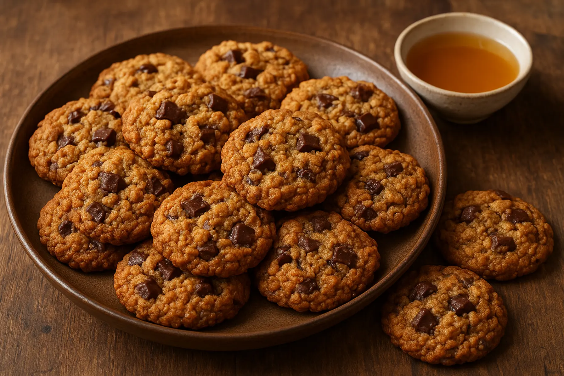 Gyldne havreknapper med chokolade