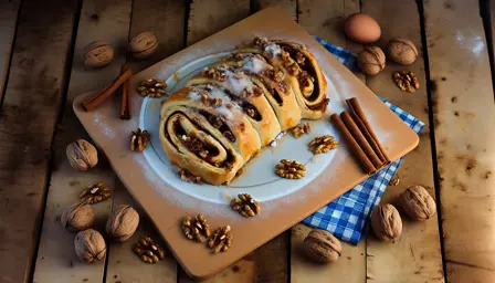 Kanelstang med valnøddefyld