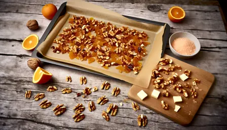 Karamelknas med valnødder og appelsinskal
