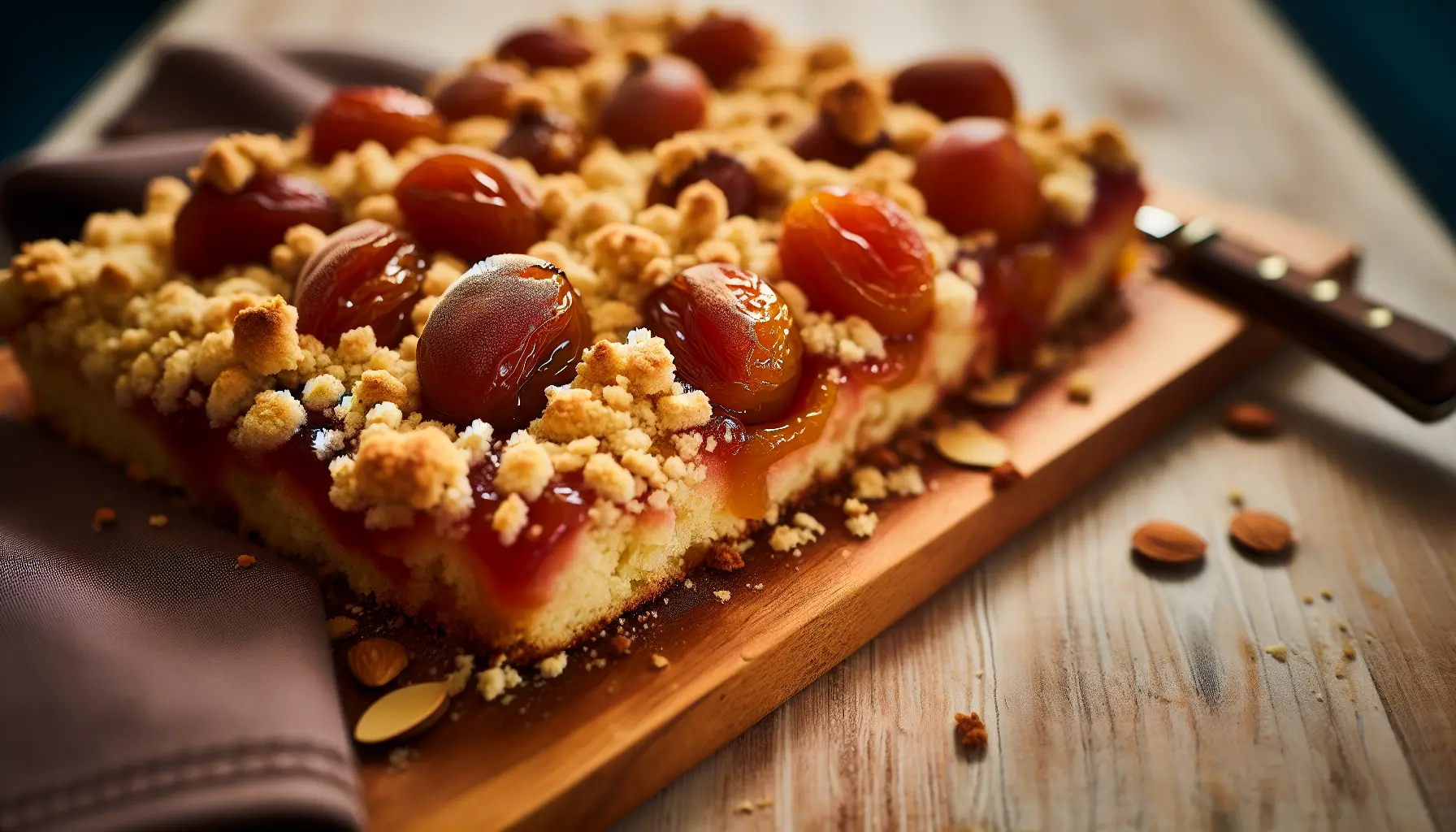 Karryristede abrikosknopper med mandelcrumble
