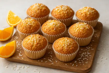 Let appelsin- og kokosmuffins