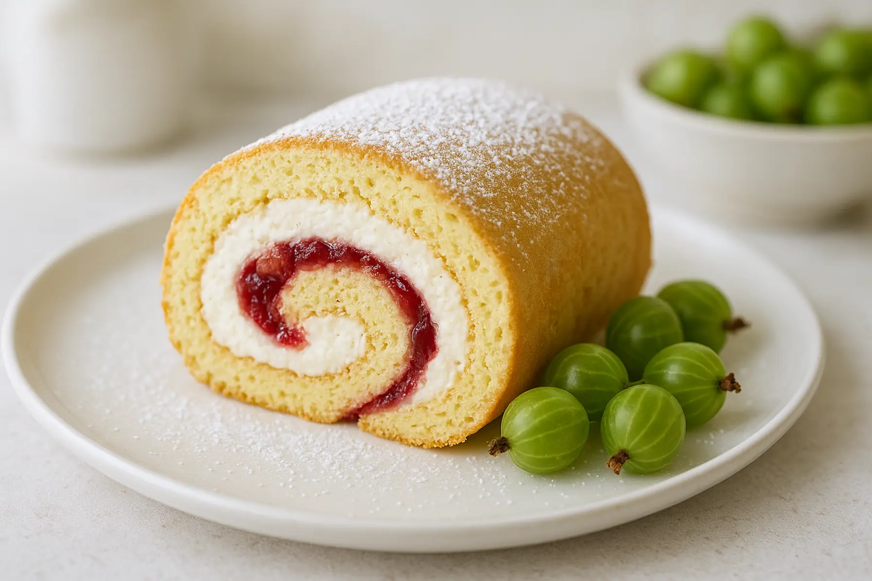 Let stikkelsbær- og ricottaroulade