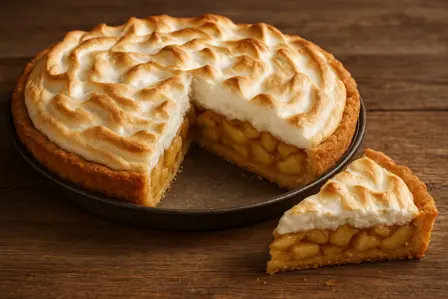 Lun æblekage med marengslåg