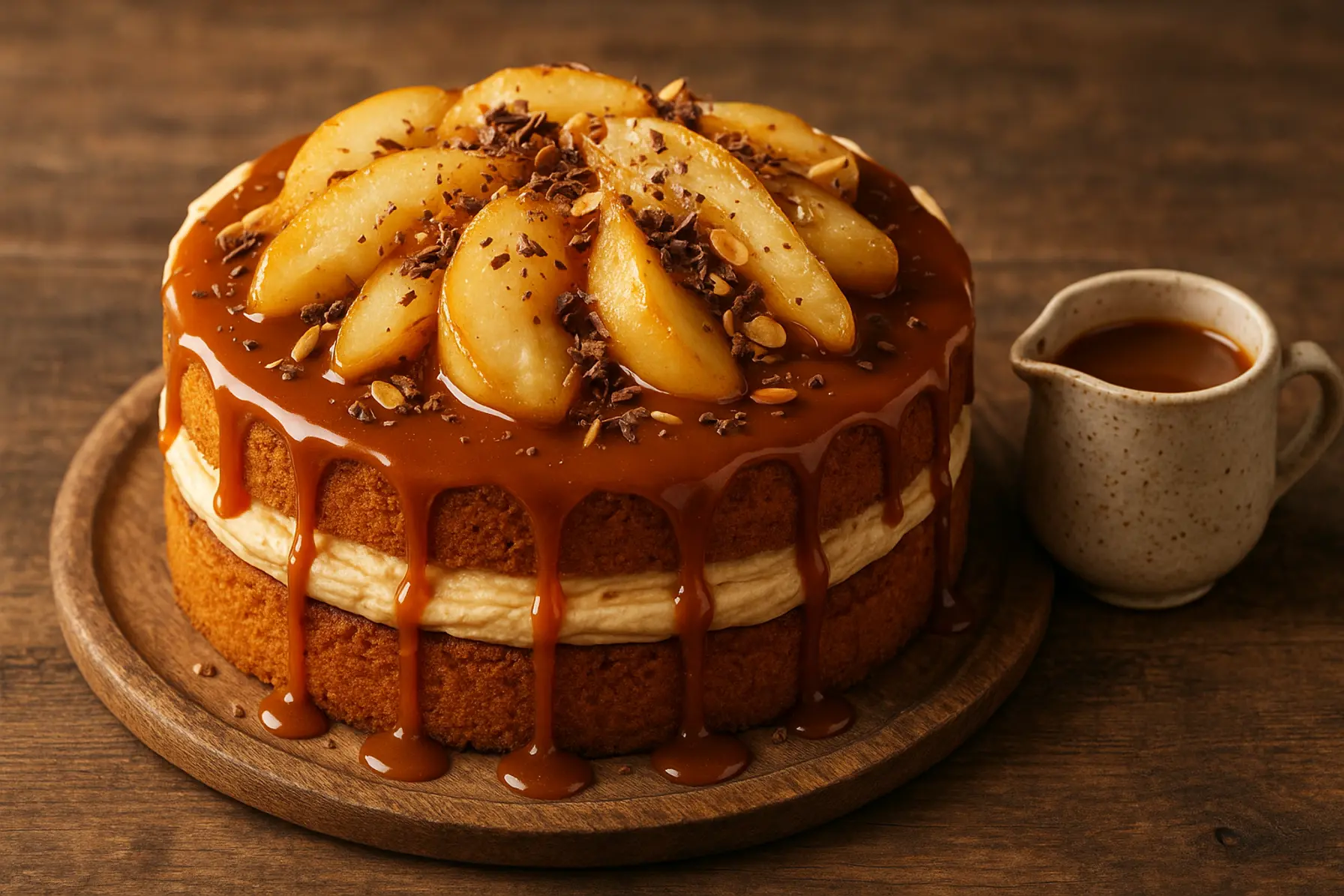 Lun pærelagkage med karamel