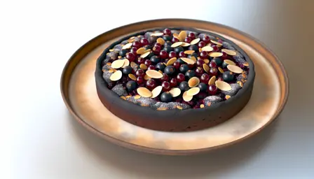 Mørk chokolade med solbær og mandelflager