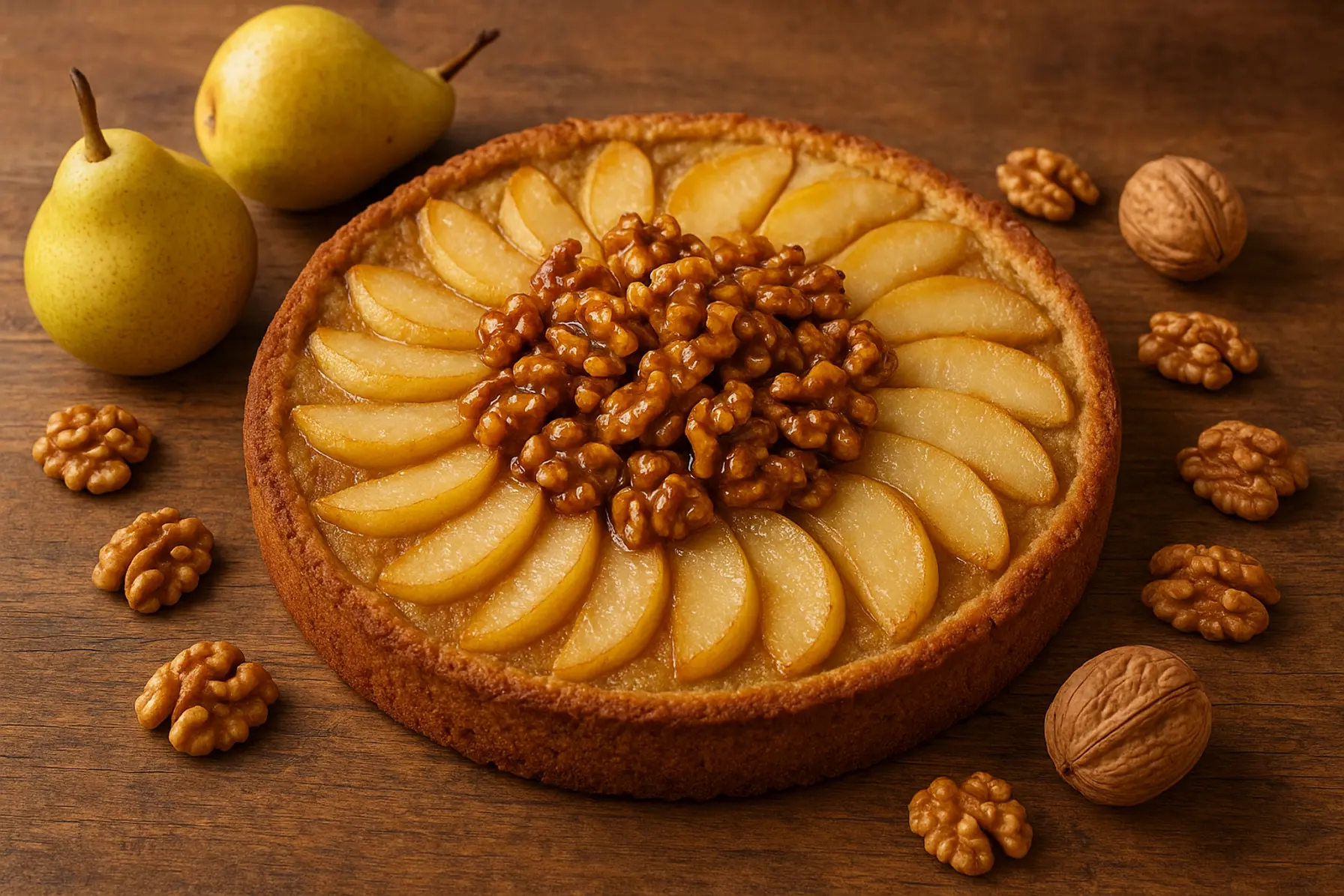 Pæreflig med honningristede valnødder