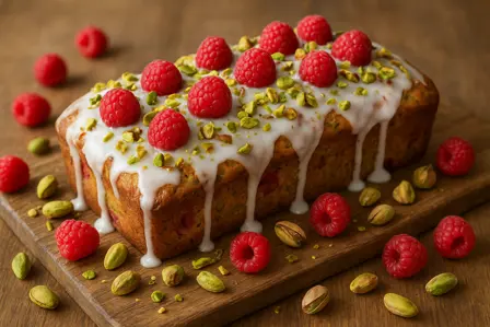 Pistacie- og hindbærform