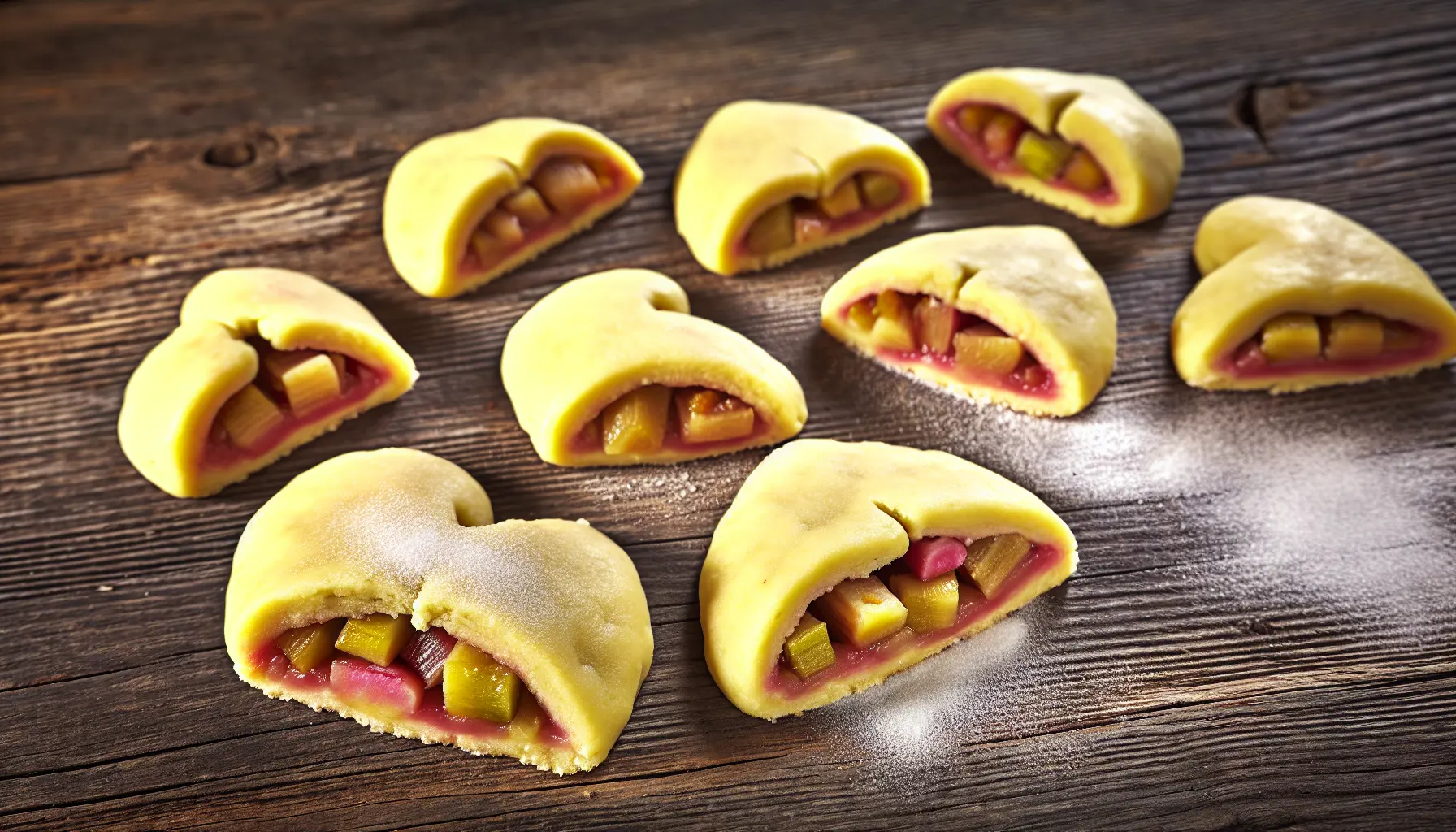 Rabarberhjerte med marcipanfyld