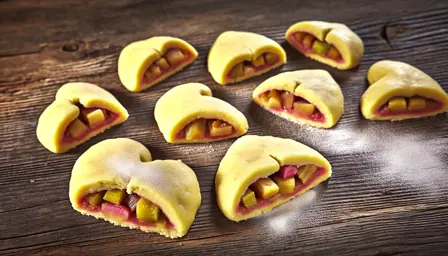 Rabarberhjerte med marcipanfyld