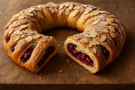 Rustik kirsebærkrans med mandel