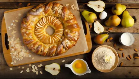Rustik pære- og mandelkringle