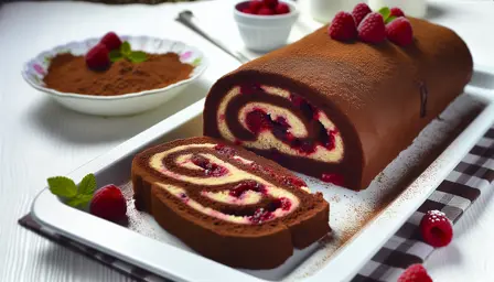 Saftig chokolade-hindbær roulade