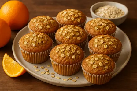 Saftige appelsin- og havremuffins