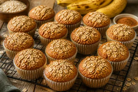 Saftige havremuffins med banan og kanel