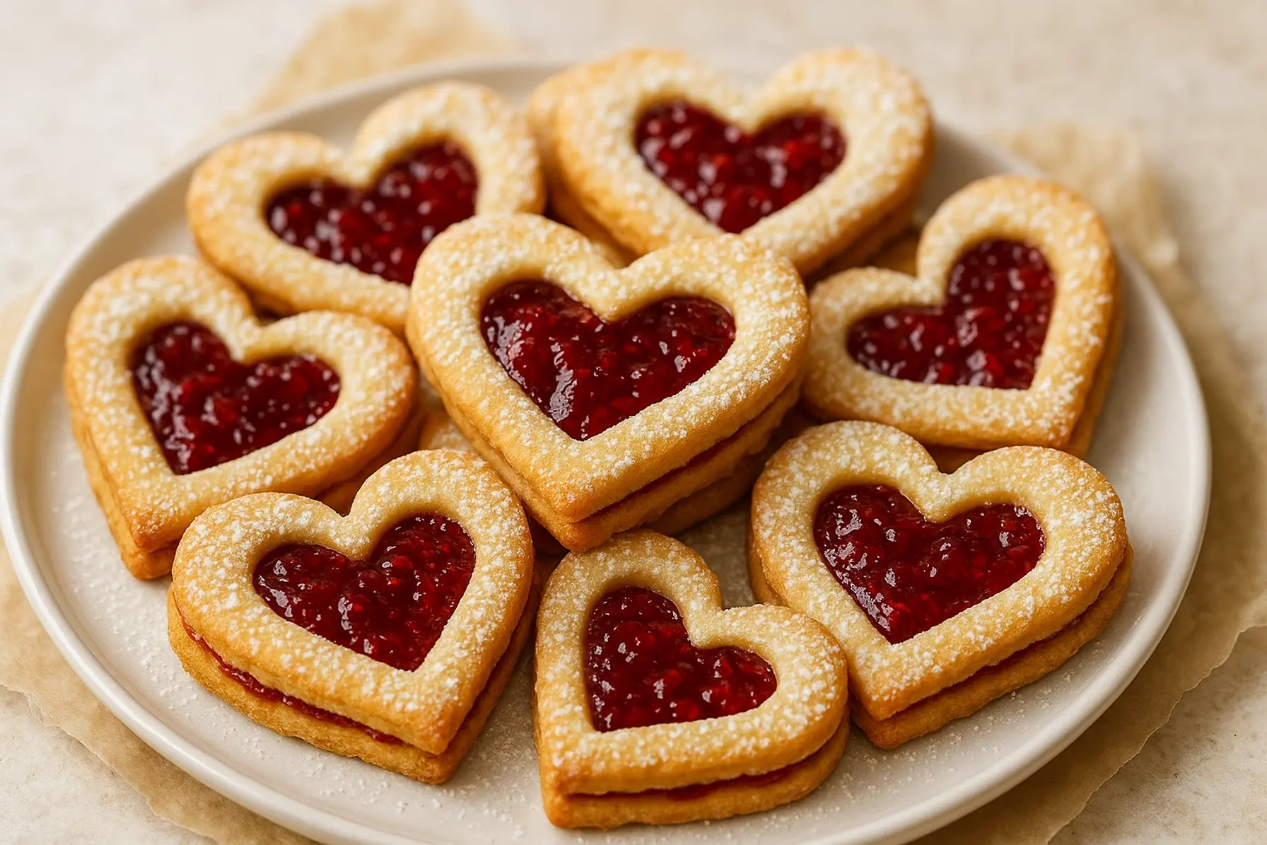 Smørbagte hindbærhjerter