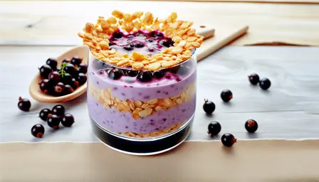 Solbærmousse med sprødt havrelåg